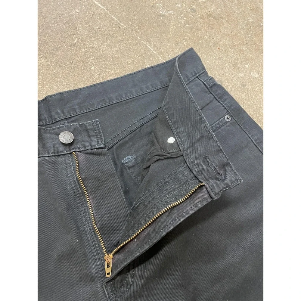 Levis 505 Shorts Mens 34 x 12‎ Black Denim Regular Fit Bermuda Dark Wash Zip Fly